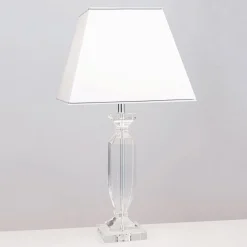 Tafellamp Pokal met kristal chroom/wit