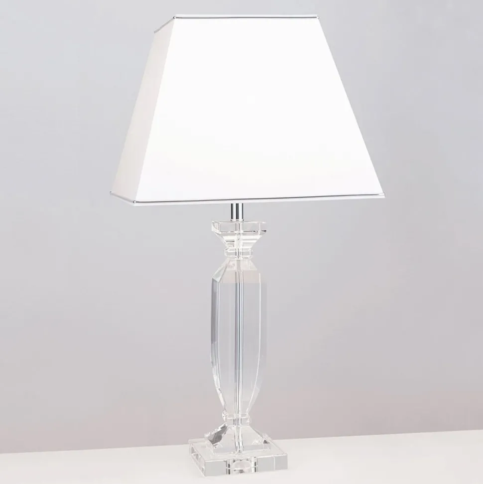 Tafellamp Pokal met kristal chroom/wit