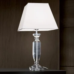 Tafellamp Pokal met kristal chroom/wit