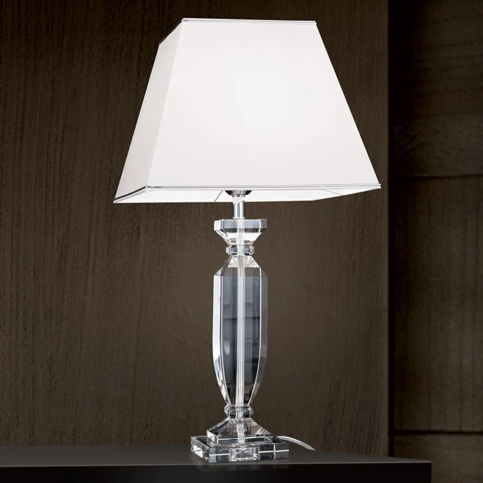 Tafellamp Pokal met kristal chroom/wit