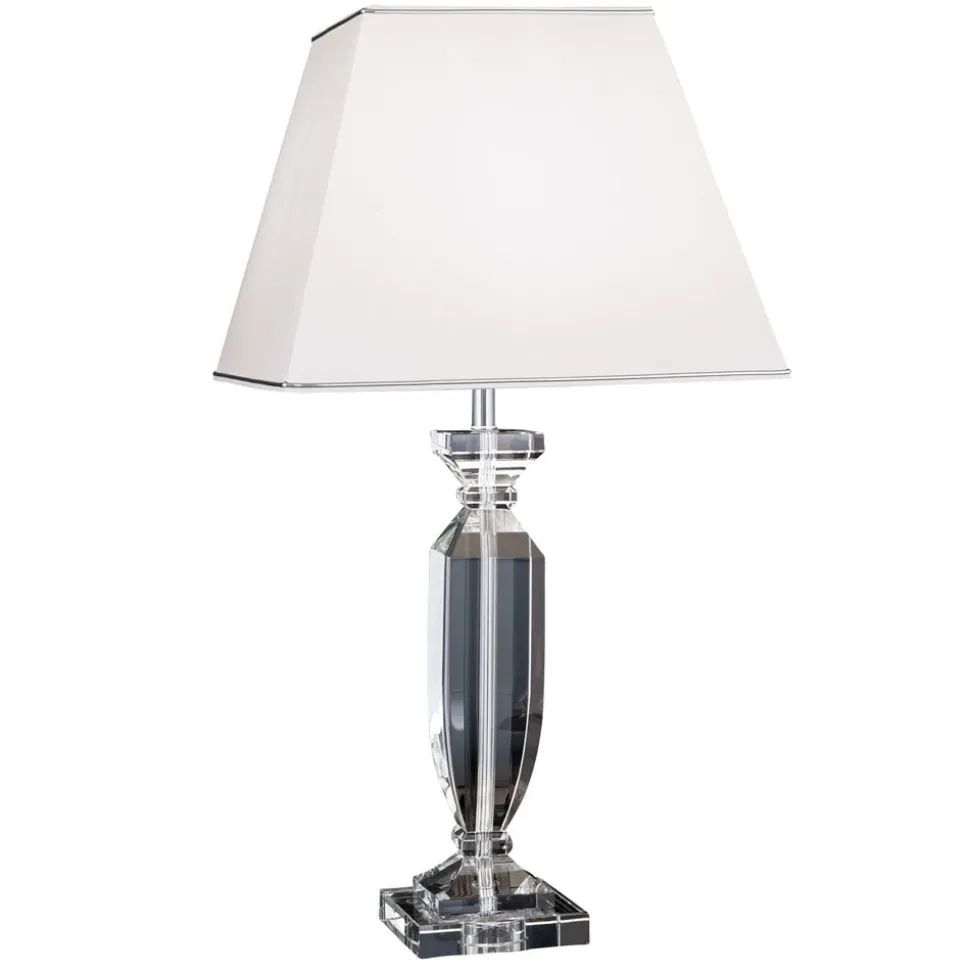 Tafellamp Pokal met kristal chroom/wit