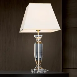 Tafellamp Pokal met kristal goud/crème