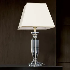 Tafellamp Pokal met kristal goud/crème