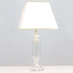 Tafellamp Pokal met kristal goud/crème