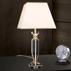 Tafellamp Pokal met kristal goud/crème