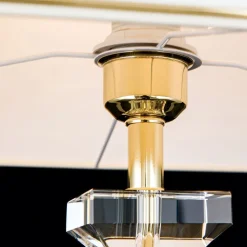 Tafellamp Pokal met kristal goud/crème