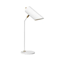 Tafellamp Quinto, wit/messing antiek