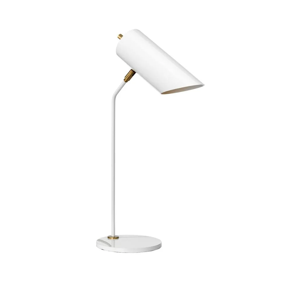 Tafellamp Quinto, wit/messing antiek