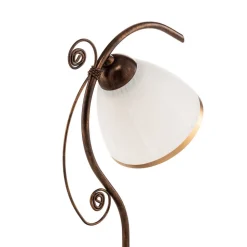 Tafellamp Roma, metaal, glas, wit, bruin, hoogte 39 cm