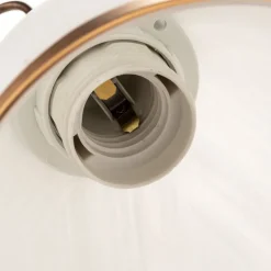 Tafellamp Roma, metaal, glas, wit, bruin, hoogte 39 cm