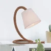 Tafellamp Rope met stoffen kap en natuurlijk touw