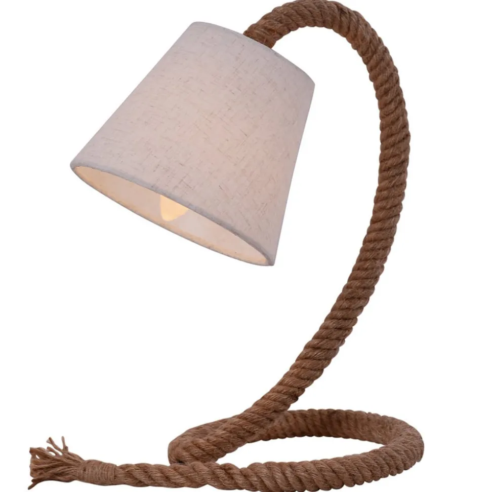 Tafellamp Rope met stoffen kap en natuurlijk touw