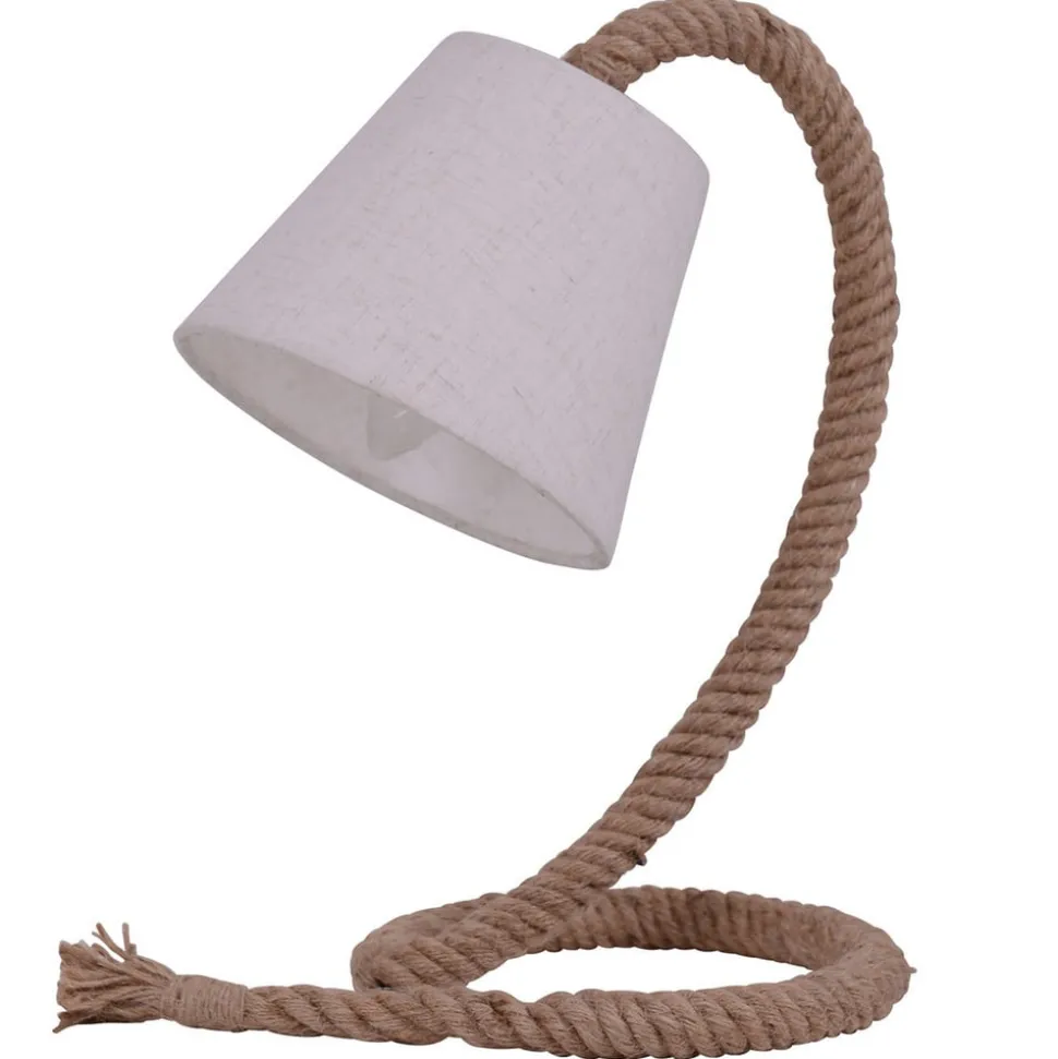 Tafellamp Rope met stoffen kap en natuurlijk touw