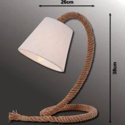 Tafellamp Rope met stoffen kap en natuurlijk touw