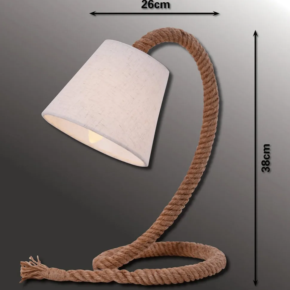 Tafellamp Rope met stoffen kap en natuurlijk touw