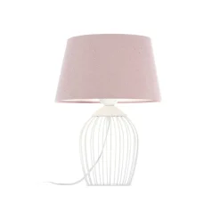 Tafellamp Rosabelle met voet in kooivorm, roze
