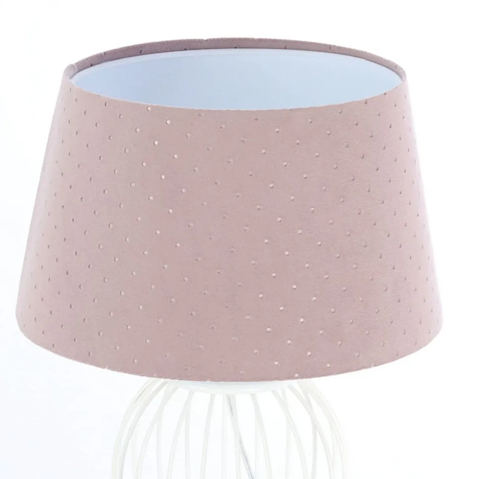 Tafellamp Rosabelle met voet in kooivorm, roze