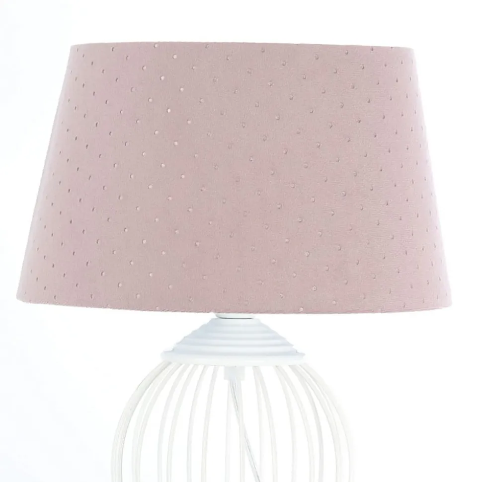 Tafellamp Rosabelle met voet in kooivorm, roze