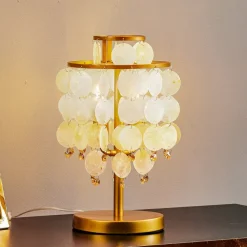 Tafellamp Ruben met parelmoeren schijven