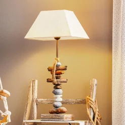 Tafellamp Seregon met steendecoratie, hoogte 63 cm