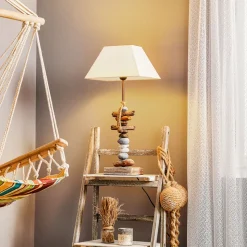 Tafellamp Seregon met steendecoratie, hoogte 63 cm