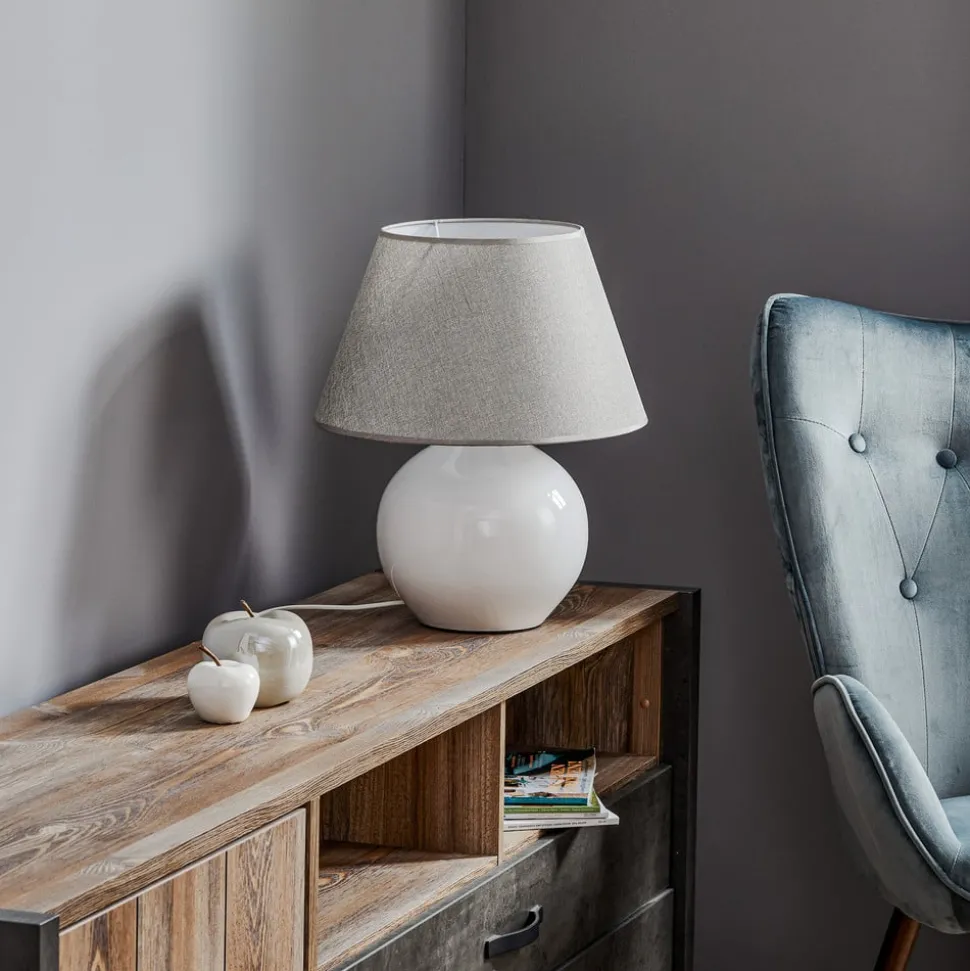 Tafellamp Sfera, hoogte 53 cm, wit/grijs