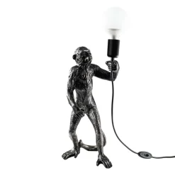 Tafellamp Singe, zwart, polyester, hoogte 46 cm, aapfiguur