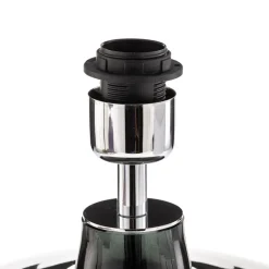 Tafellamp Skien, kap wit, glazen voet rookgrijs