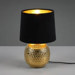 Tafellamp Sophia met keramische voet, zwart/goud