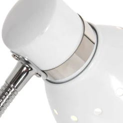 Tafellamp Spring, wit, metaal, flexibele arm, met schakelaar