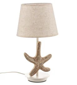 Tafellamp Stellina, stoffen kap, zeesterrenmotief