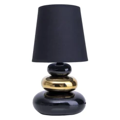 Tafellamp Stoney, keramische voet en stoffen kap