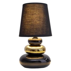 Tafellamp Stoney, keramische voet en stoffen kap