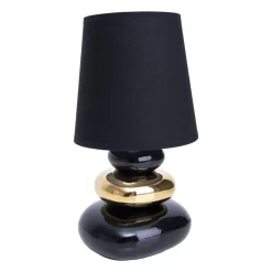 Tafellamp Stoney, keramische voet en stoffen kap