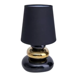 Tafellamp Stoney, keramische voet en stoffen kap