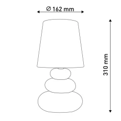 Tafellamp Stoney, keramische voet en stoffen kap