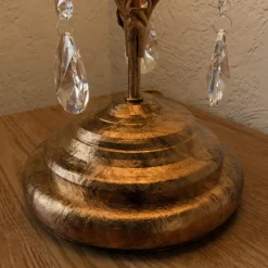 Tafellamp Teresa met kristallen en stoffen kap