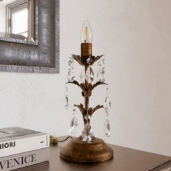 Tafellamp Teresa met kristallen, zonder kap