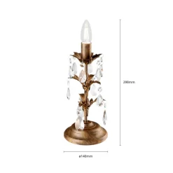 Tafellamp Teresa met kristallen, zonder kap