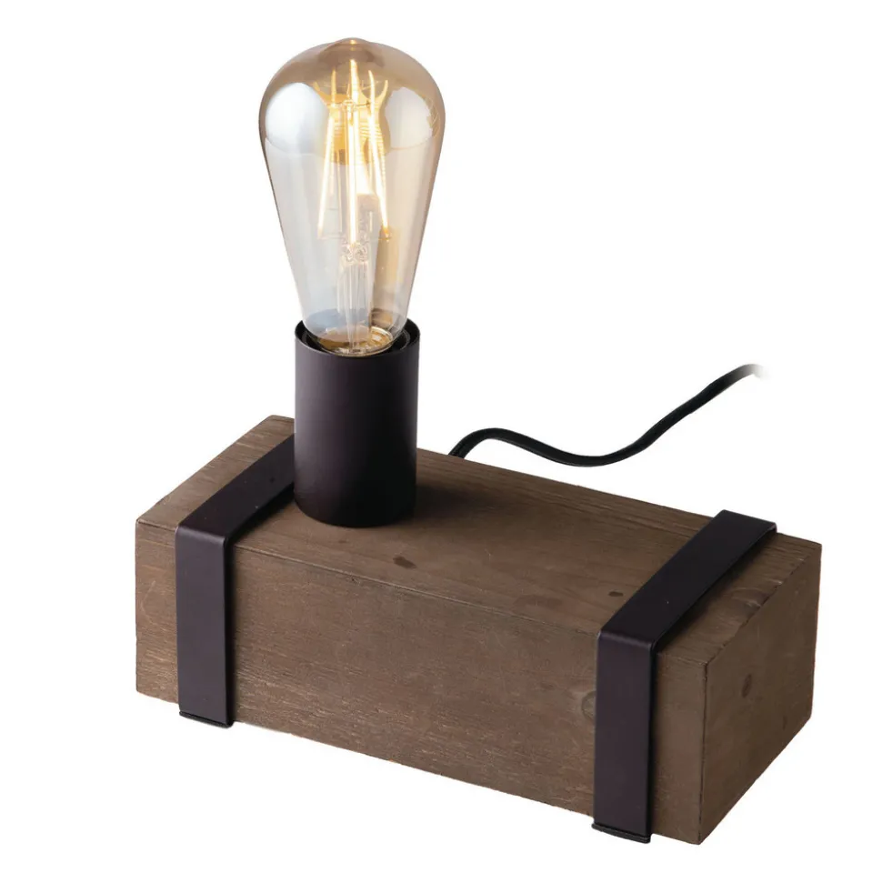 Tafellamp Texas van antiek hout, 1-lamp