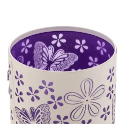 Tafellamp Titilla in wit, kap binnenkant paars