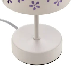 Tafellamp Titilla in wit, kap binnenkant paars