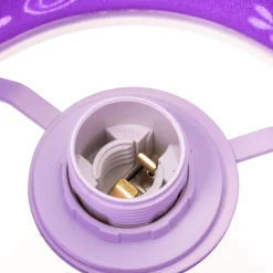 Tafellamp Titilla in wit, kap binnenkant paars