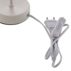 Tafellamp Titilla in wit, kap binnenkant paars