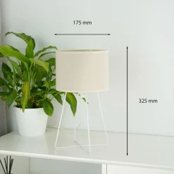 Tafellamp Trixi met draadframe wit/beige, stof, E14