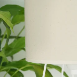 Tafellamp Trixi met draadframe wit/beige, stof, E14