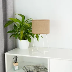 Tafellamp Trixi met draadframe wit/beige, stof, E14