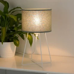 Tafellamp Trixi, metaal, stof, saliegroen, wit