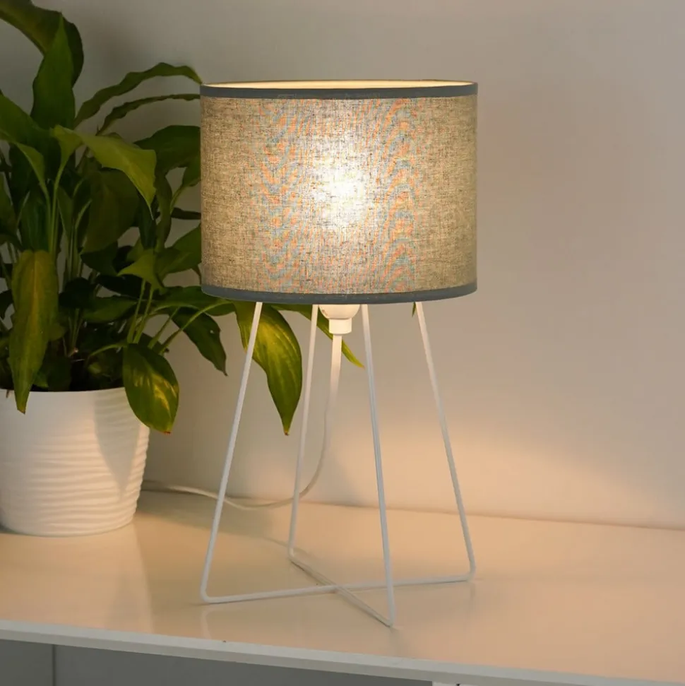 Tafellamp Trixi, metaal, stof, saliegroen, wit