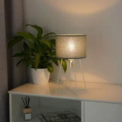 Tafellamp Trixi, metaal, stof, saliegroen, wit